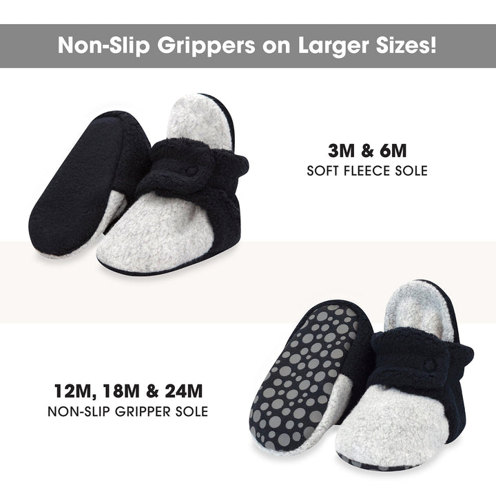 Zutano baby Bootie Double Cozie Fleece Gripper Baby Bootie - Black/Heather Gray