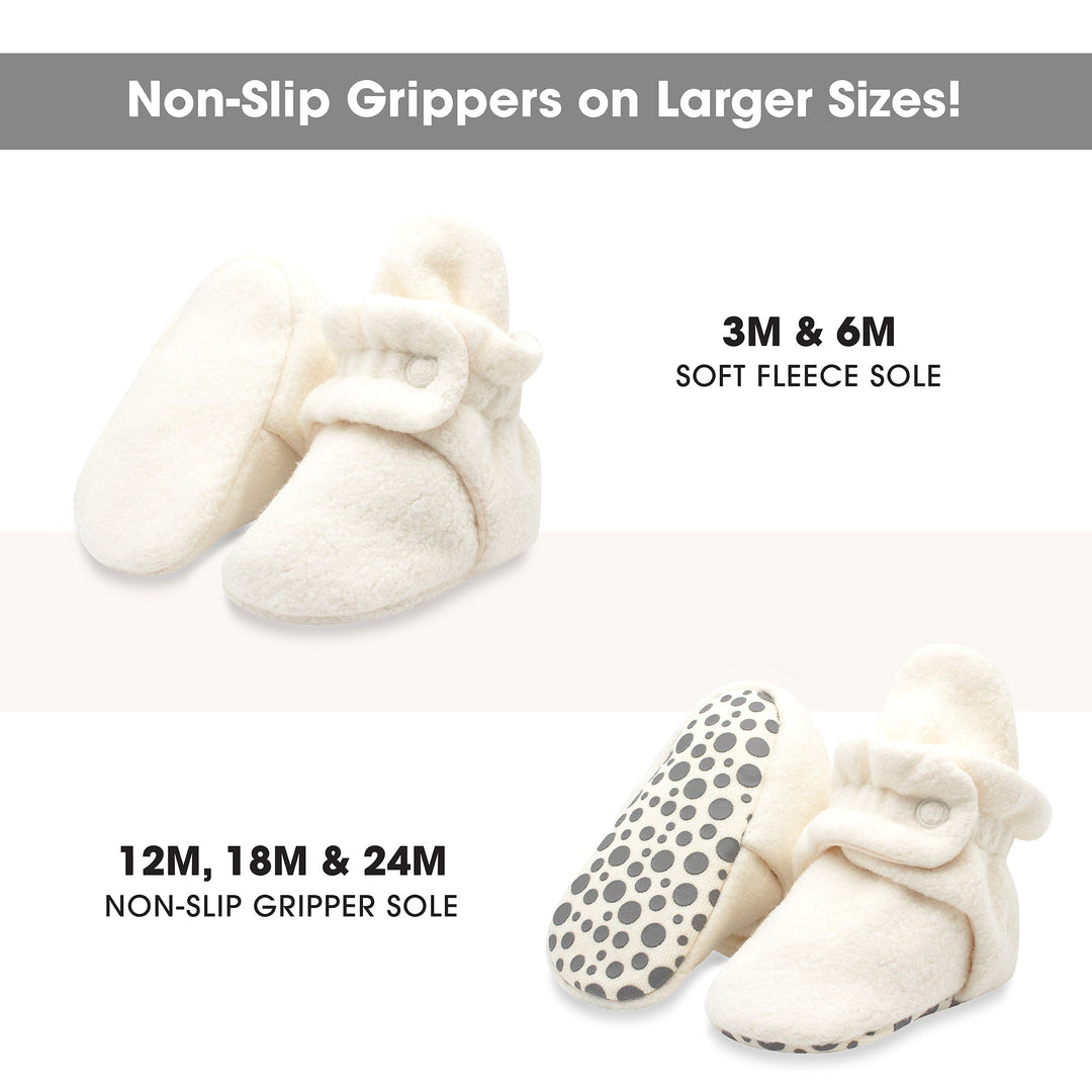 Zutano cozie fleece gripper baby bootie - Cream color