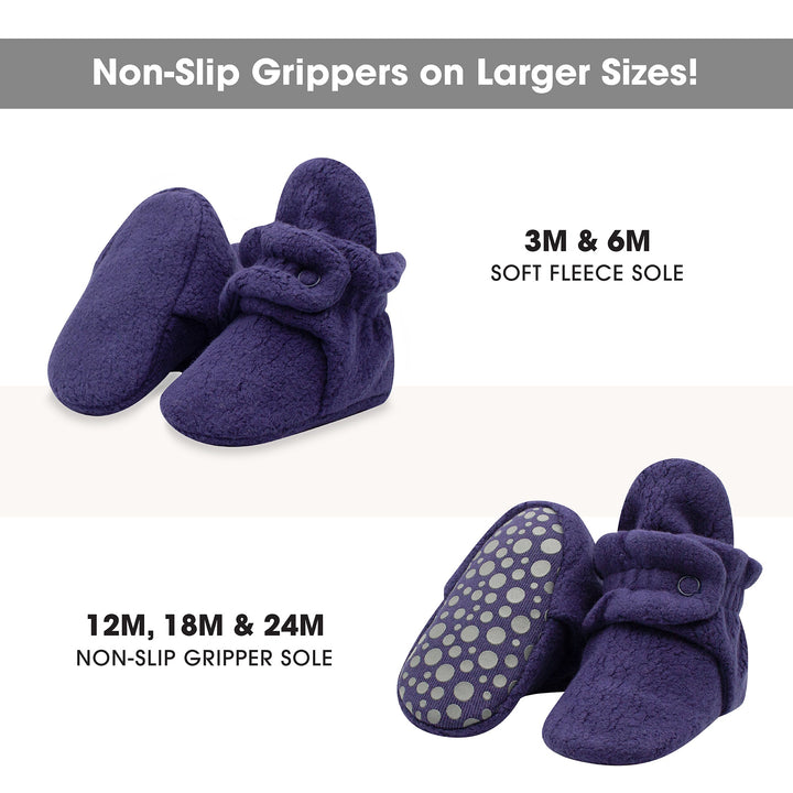 Zutano cozie fleece gripper baby booties - True navy
