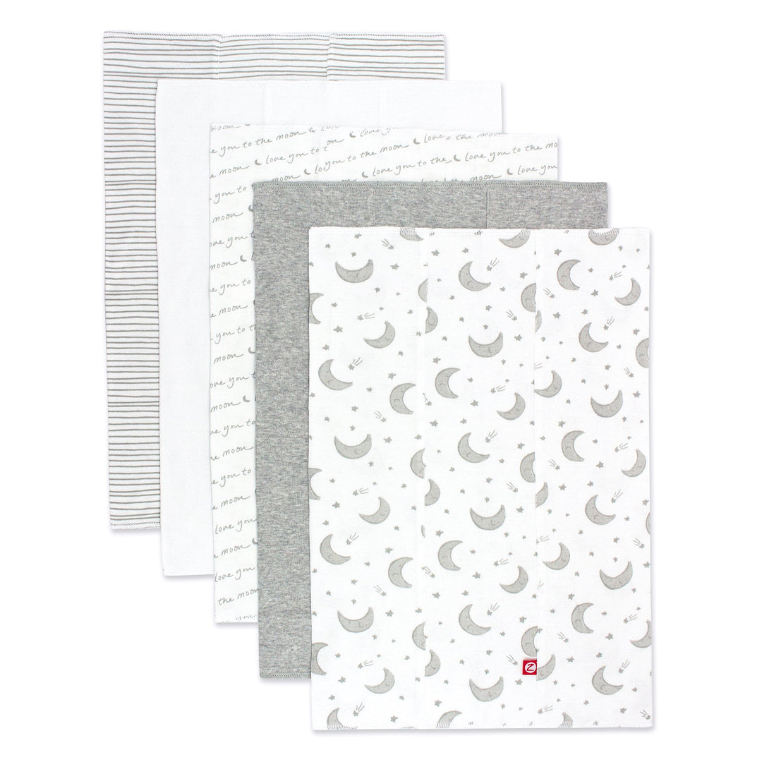 Zutano baby Burp Cloth Moons Organic Cotton Burp Cloth 5 Pack - Gray Multi