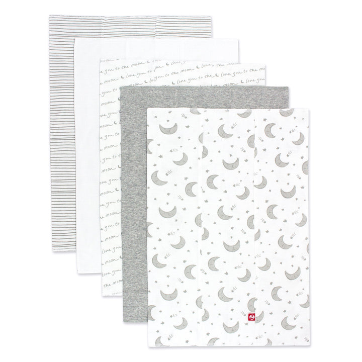 Zutano baby Burp Cloth Moons Organic Cotton Burp Cloth 5 Pack - Gray Multi