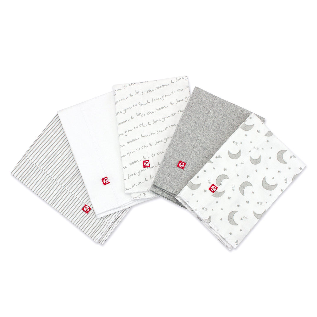Zutano baby Burp Cloth Moons Organic Cotton Burp Cloth 5 Pack - Gray Multi
