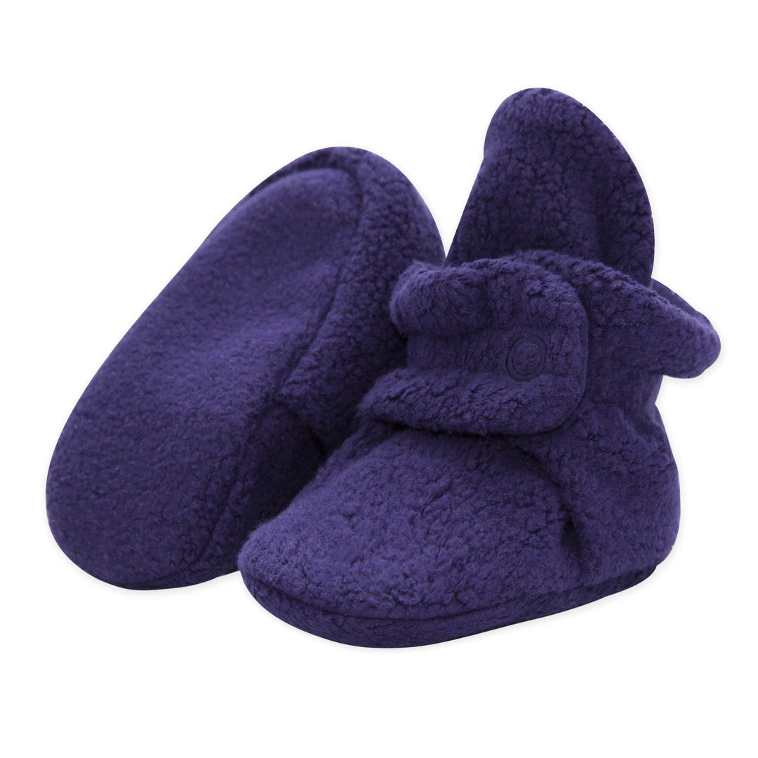 Zutano cozie fleece gripper baby booties - True navy