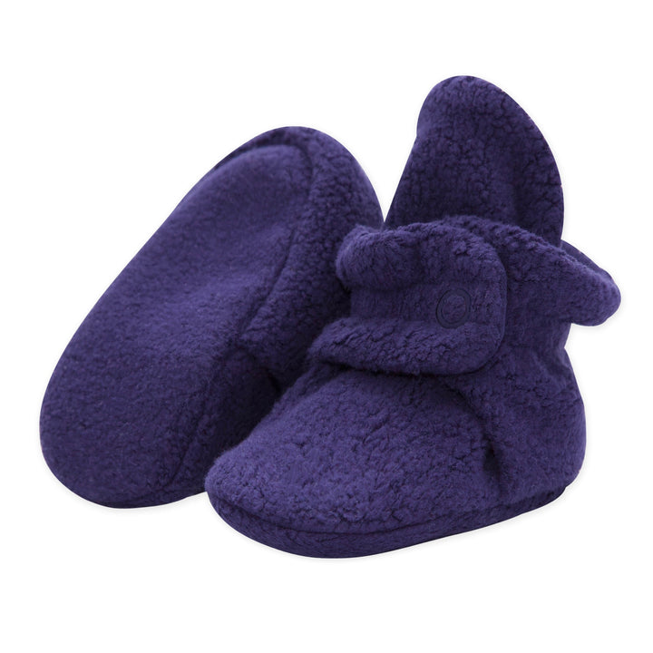 Zutano cozie fleece gripper baby booties - True navy