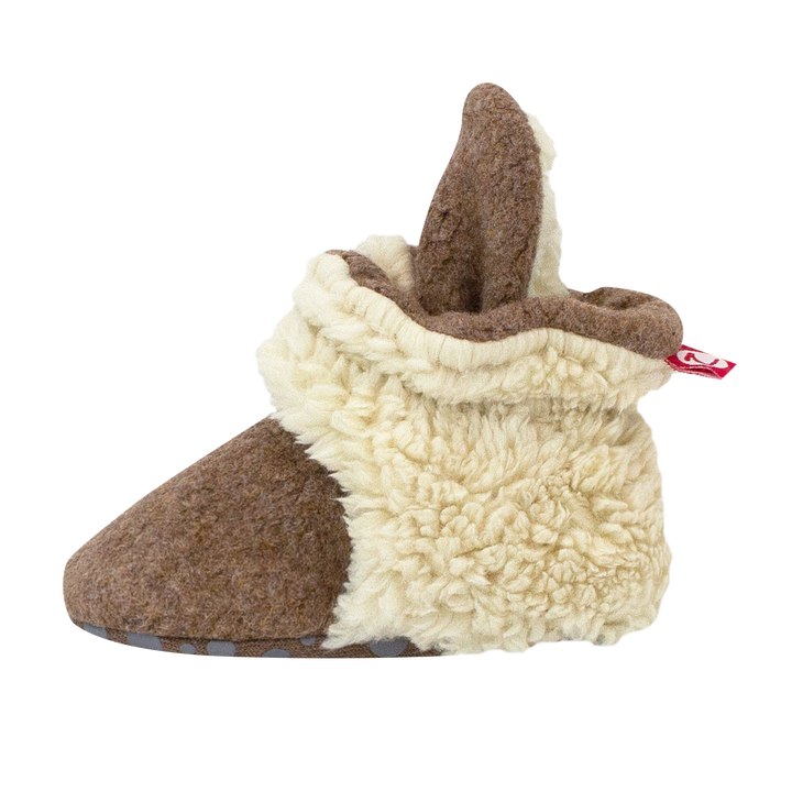 Zutano baby Bootie Cozie Furry Gripper Baby Booties - Heather Mocha