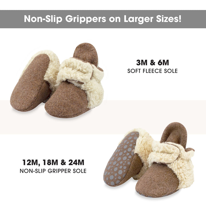 Zutano baby Bootie Cozie Furry Gripper Baby Booties - Heather Mocha