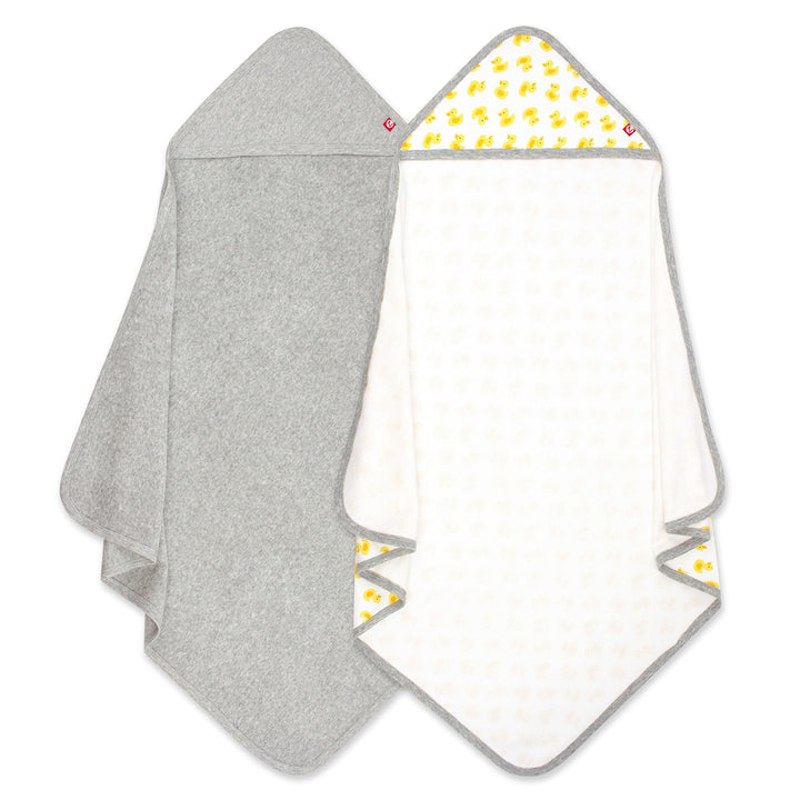Zutano baby Hooded Towel Ducks Organic Cotton Knit Terry Hooded Towel 2 Pack - Yellow Multi