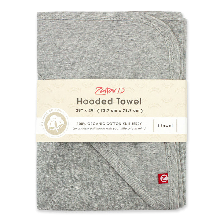 Zutano baby Hooded Towel Solid Organic Cotton Knit Terry Hooded Towel - Heather Gray