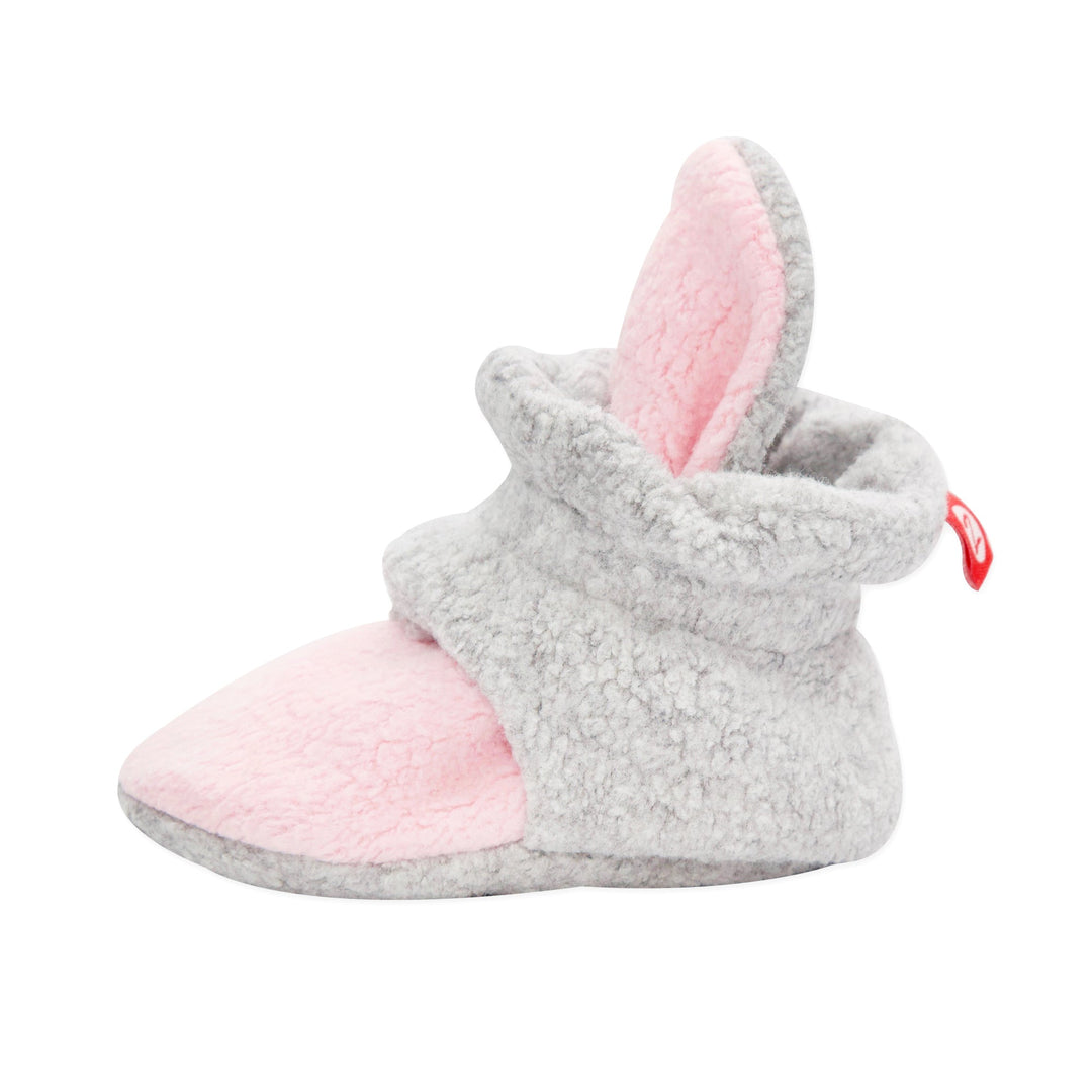 Zutano baby Bootie Double Cozie Fleece Baby Bootie - Baby Pink/Heather Gray