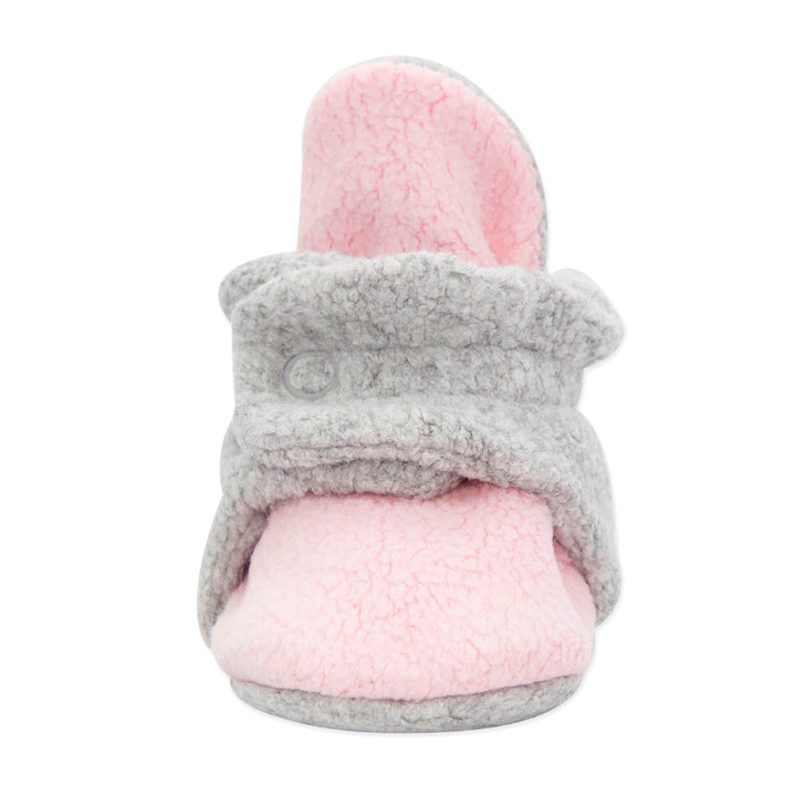 Zutano baby Bootie Double Cozie Fleece Baby Bootie - Baby Pink/Heather Gray