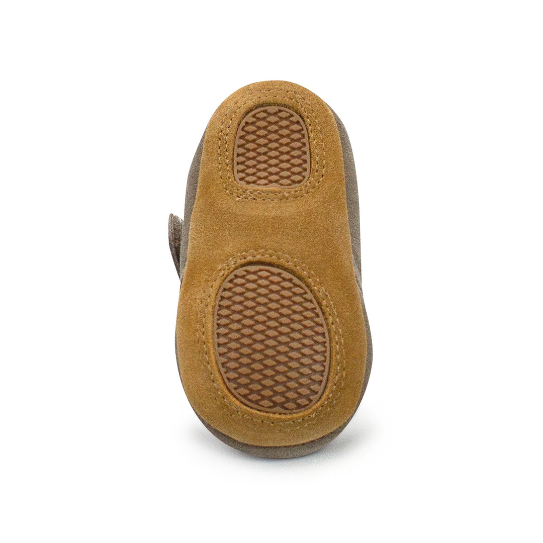 Gray leather baby shoes by Zutano