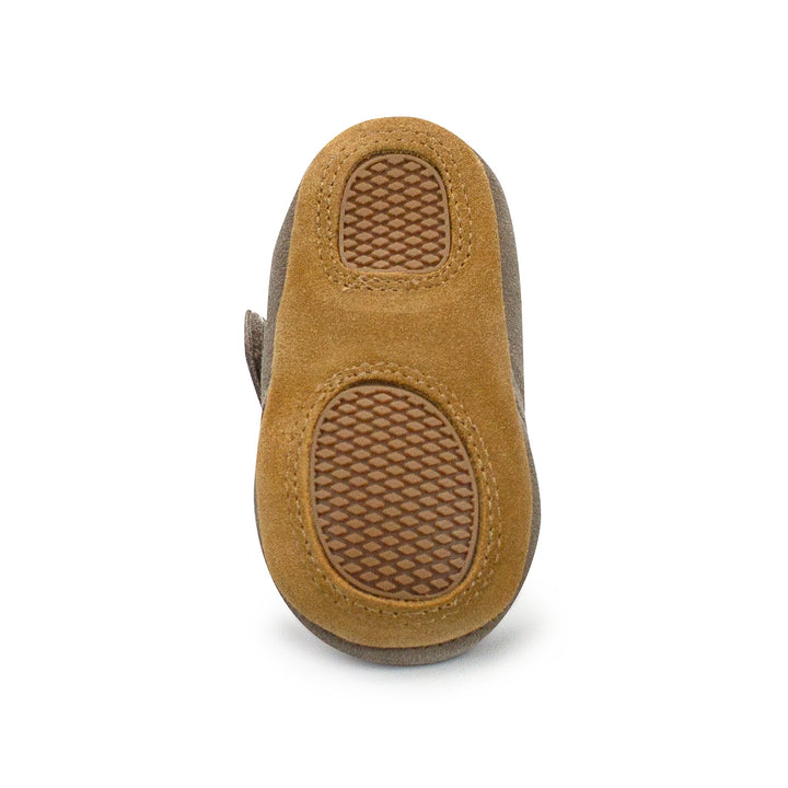 Gray leather baby shoes by Zutano