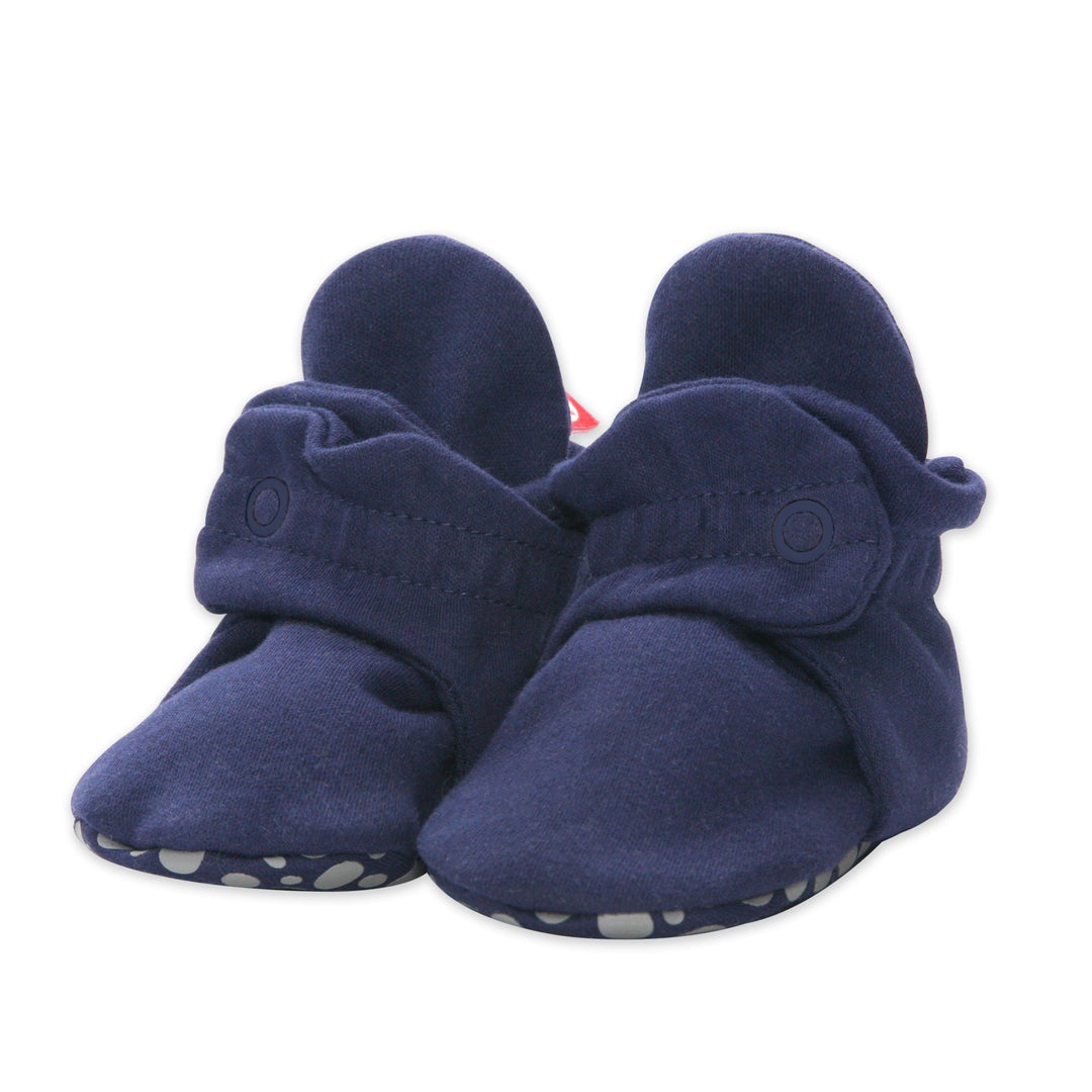 Zutano organic cotton gripper baby booties - True navy