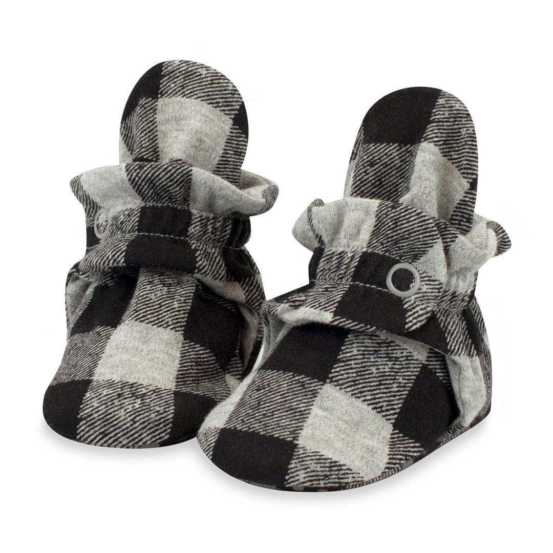 Zutano baby Bootie Buffalo Check Organic Cotton Gripper Baby Bootie