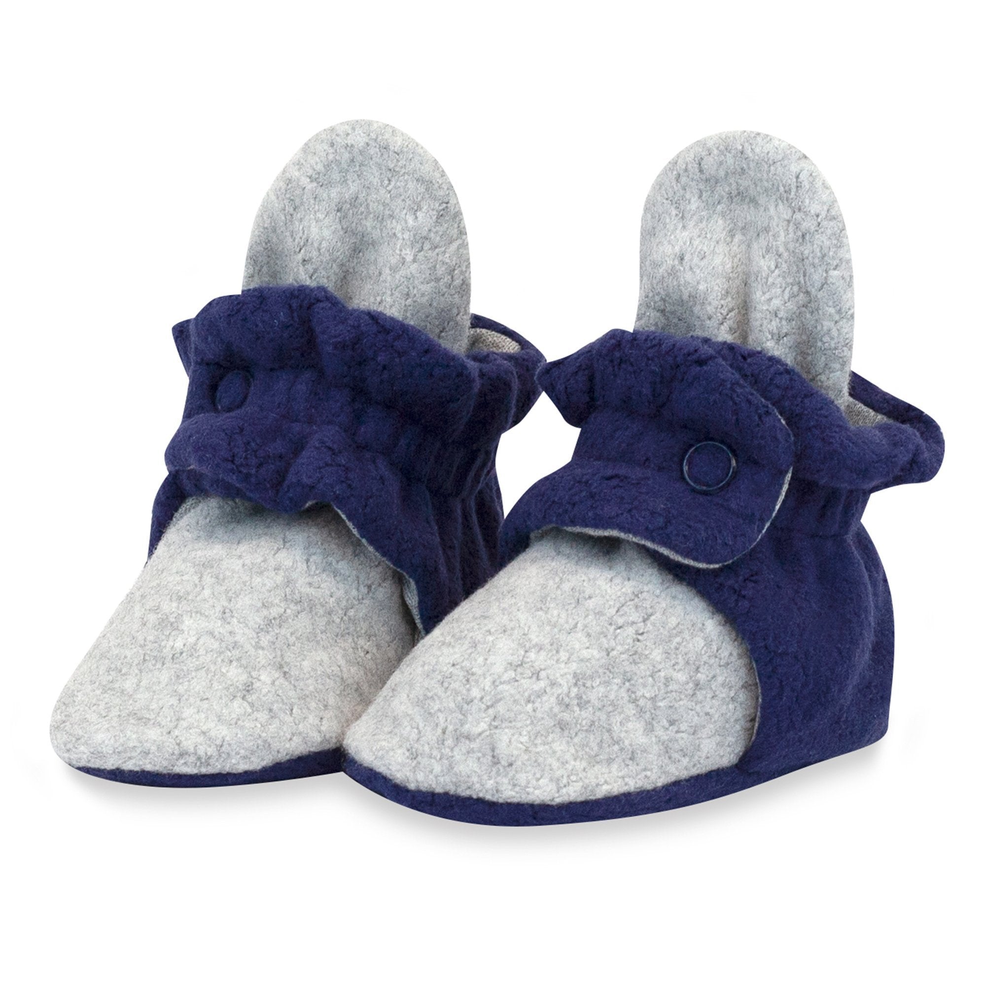 Zutano Cozie Fleece Stay On Baby Bootie Slipper Heather Gray