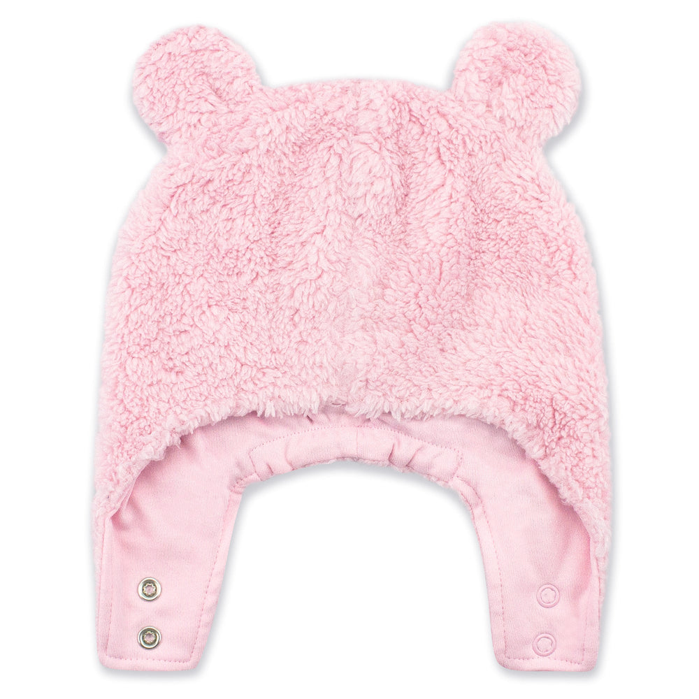 Zutano baby Hat Furry Bear Hat - Baby Pink