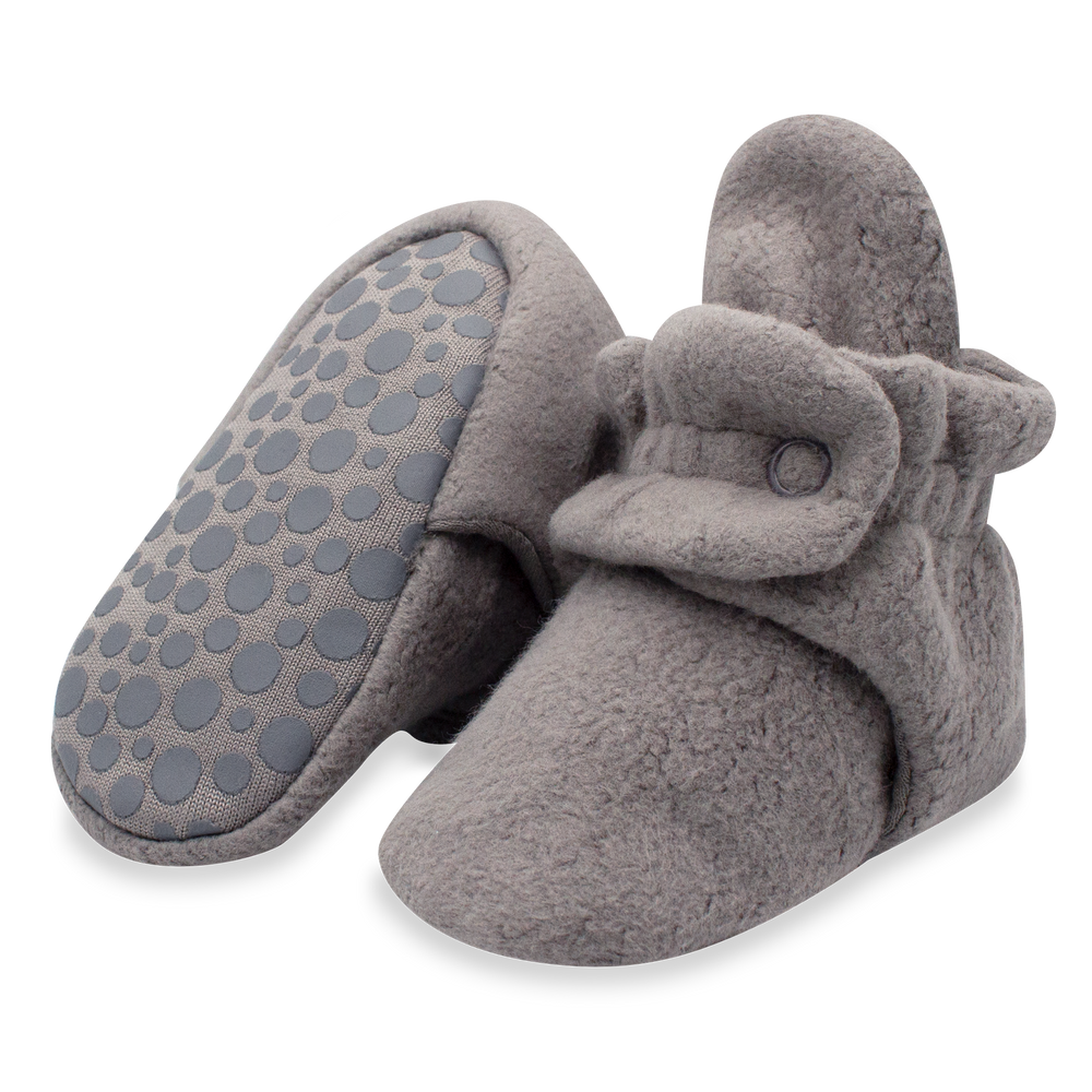 Zutano cozie fleece gripper baby booties - Gray color