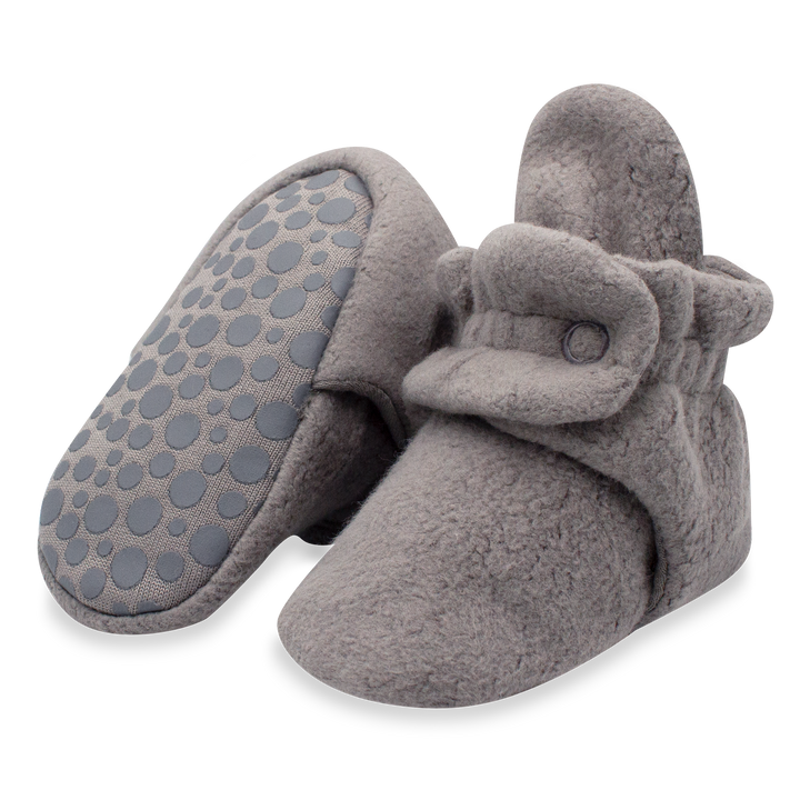 Zutano cozie fleece gripper baby booties - Gray color