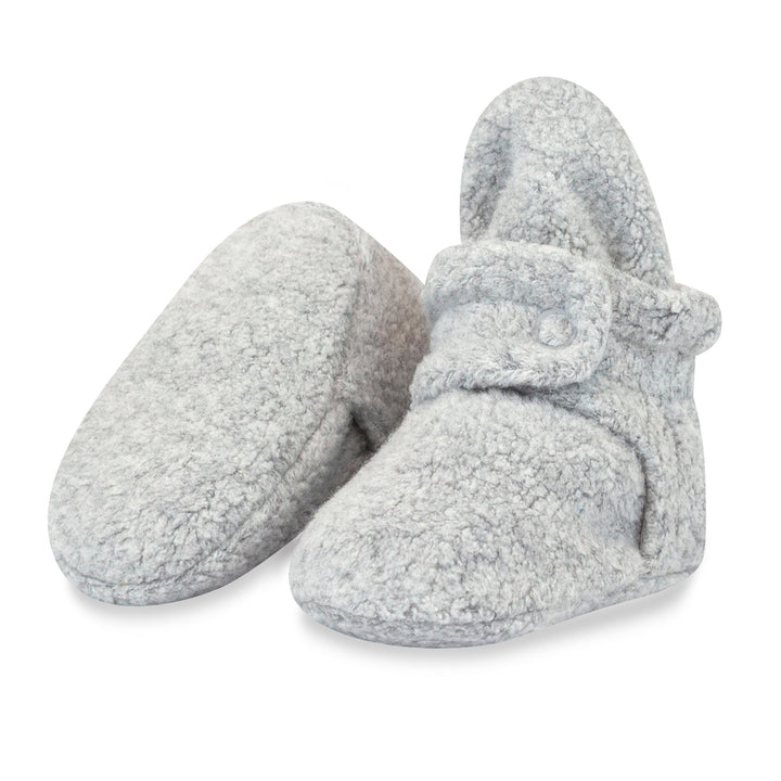 Zutano cozie fleece gripper baby booties - Heather gray color