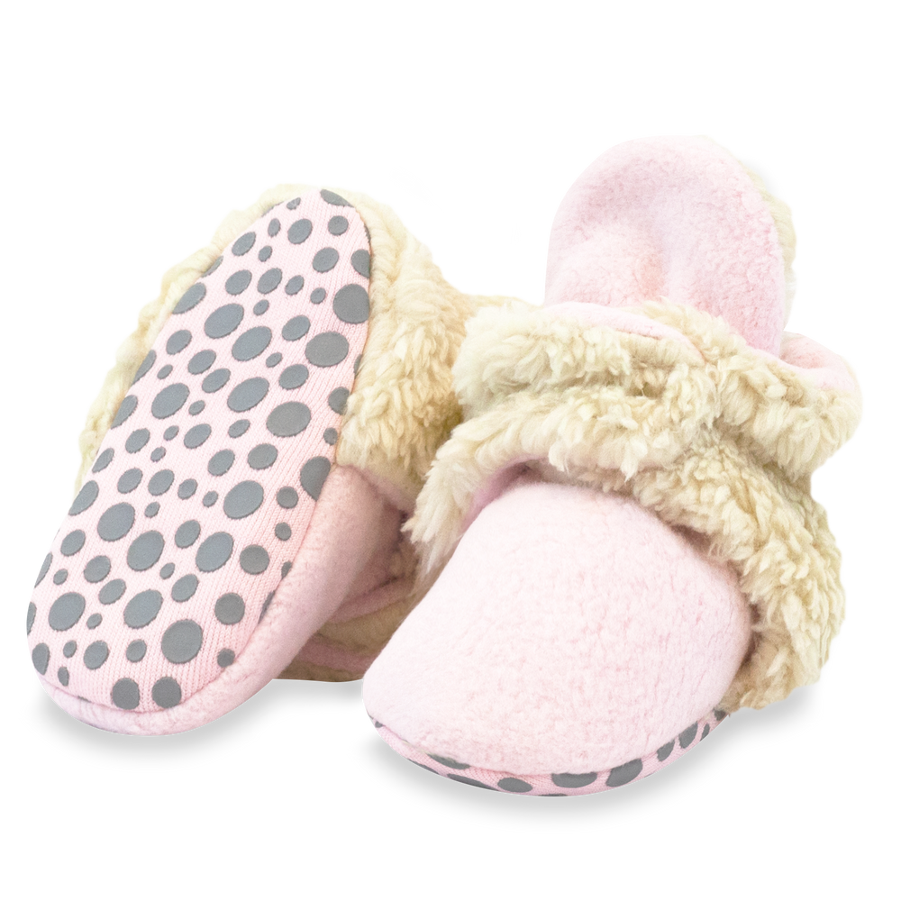 Zutano baby Bootie Cozie Furry Gripper Baby Bootie - Baby Pink