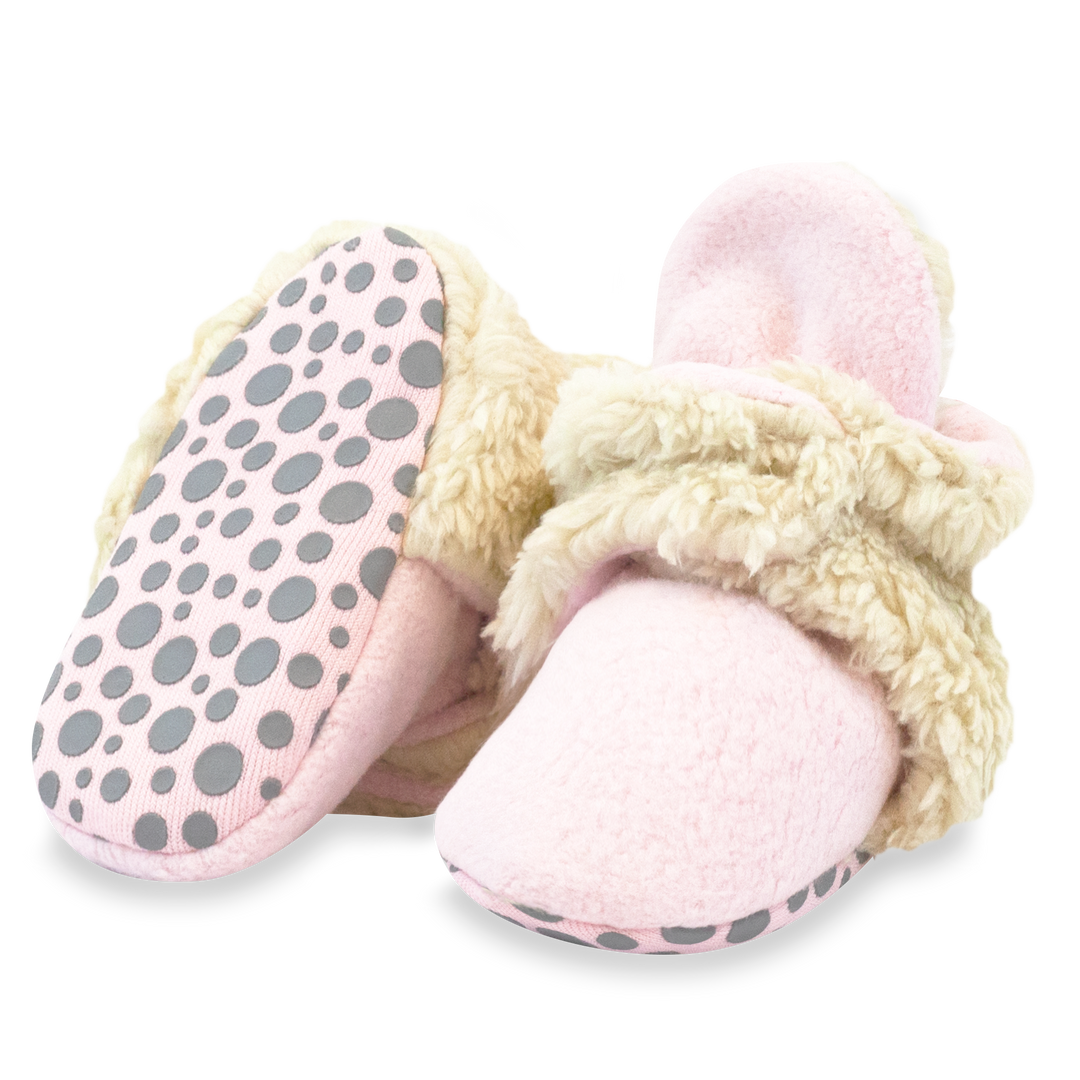 Zutano baby Bootie Cozie Furry Gripper Baby Bootie - Baby Pink