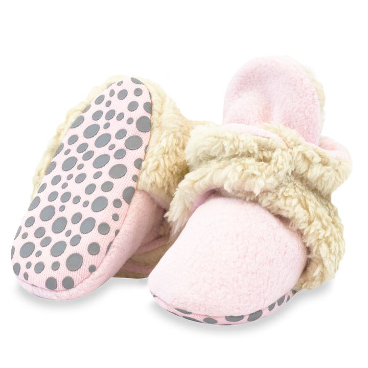 Zutano baby Bootie Cozie Furry Gripper Baby Bootie - Baby Pink