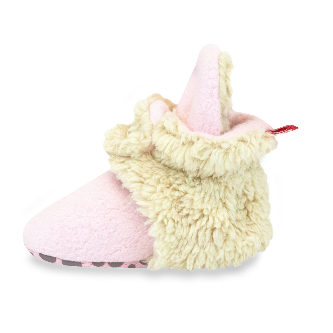 Zutano baby Bootie Cozie Furry Gripper Baby Bootie - Baby Pink