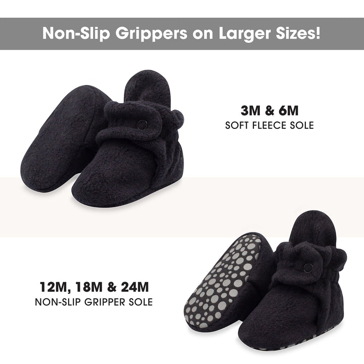 Zutano cozie fleece gripper baby booties - Black color