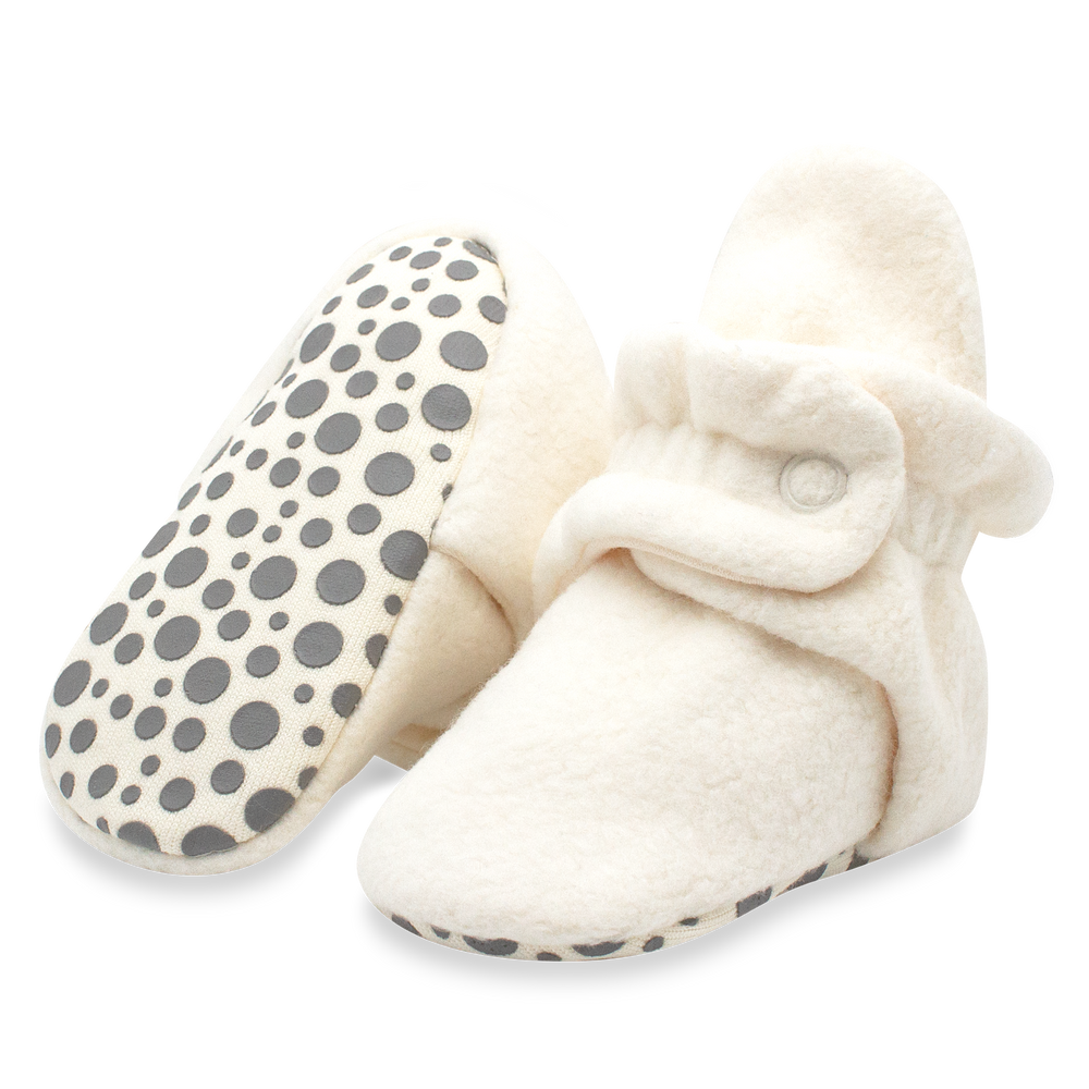 Zutano cozie fleece gripper baby bootie - Cream color