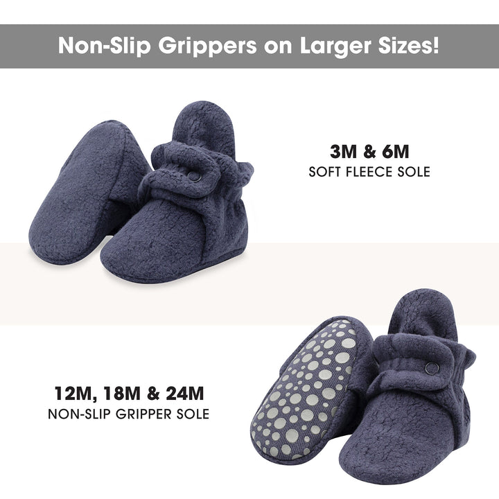 Zutano cozie fleece gripper baby bootie - Denim navy