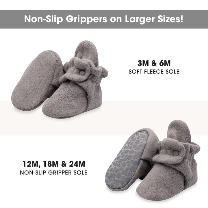 Zutano cozie fleece gripper baby booties - Gray color