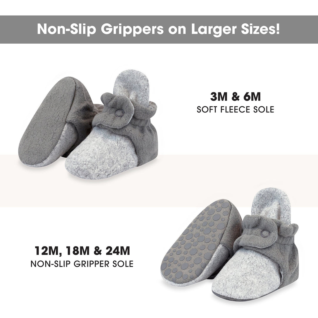 Zutano baby Bootie Cozie Fleece Color Block Gripper Baby Bootie - Heather Gray/Gray