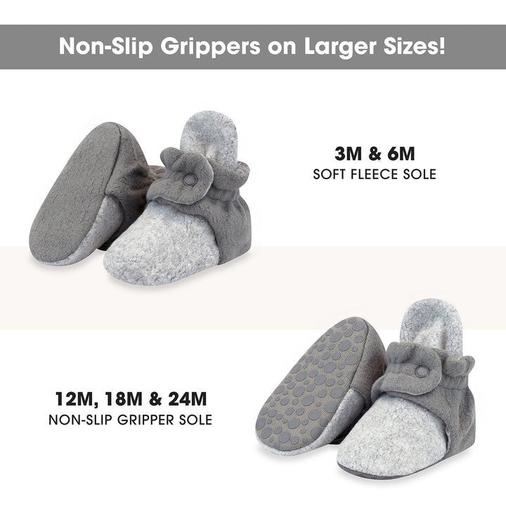 Zutano baby Bootie Cozie Fleece Color Block Gripper Baby Bootie - Heather Gray/Gray
