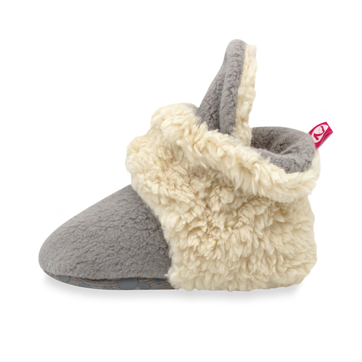 Zutano cozie furry gripper baby booties - Gray colored