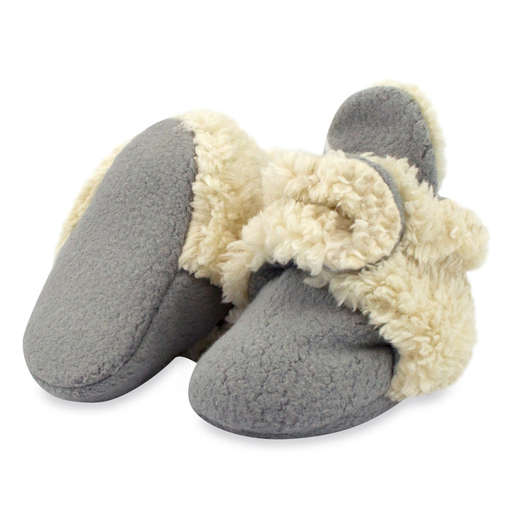 Zutano cozie furry gripper baby booties - Gray colored