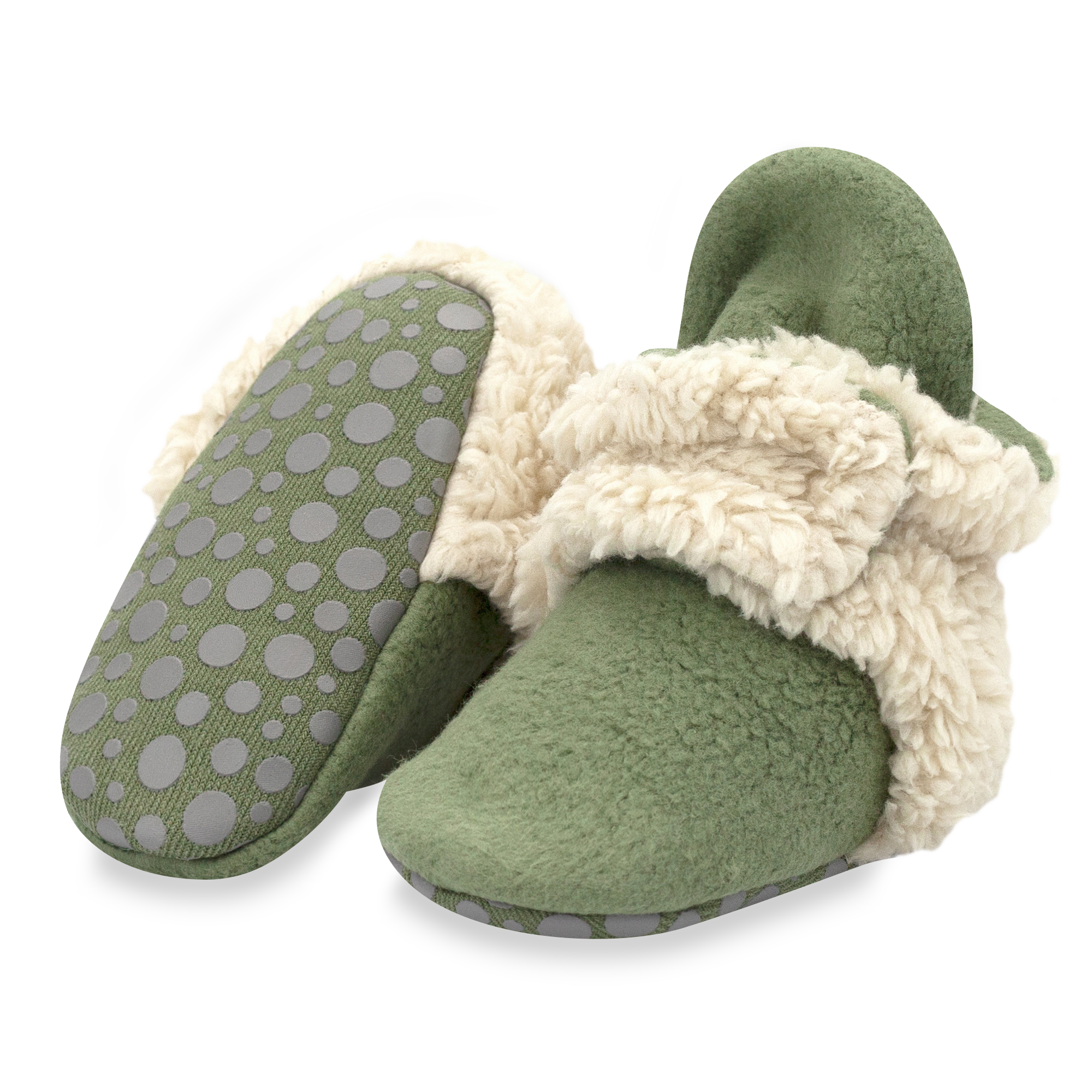 Cozie Furry Gripper Baby Bootie - Olive – Zutano