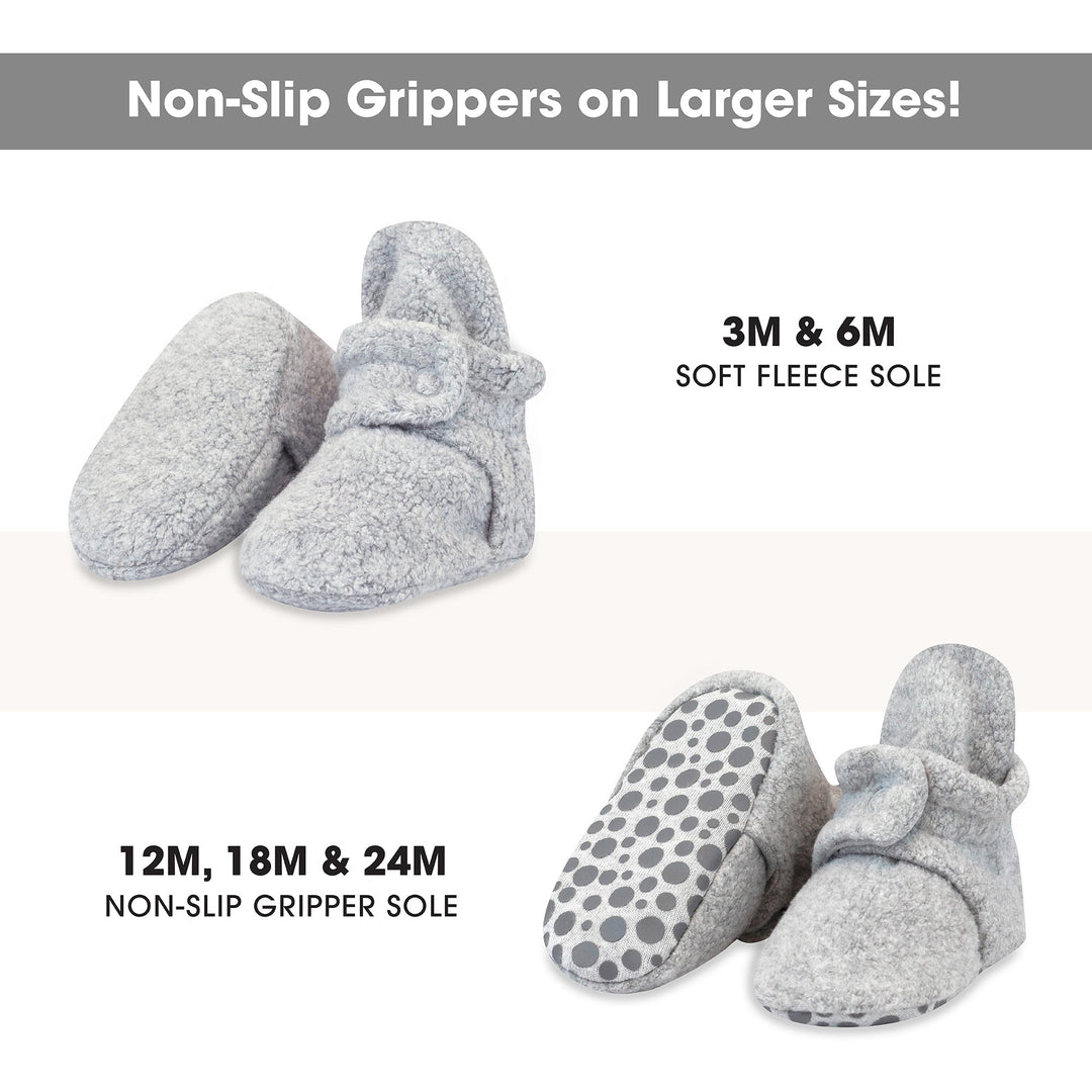 Zutano cozie fleece gripper baby booties - Heather gray color