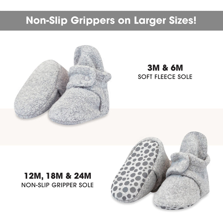 Zutano cozie fleece gripper baby booties - Heather gray color