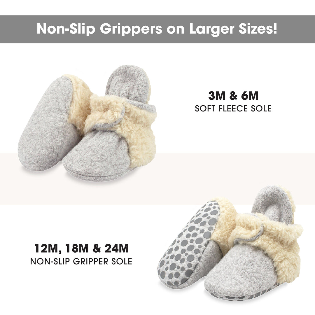 Zutano cozie furry gripper baby booties - Heather gray color