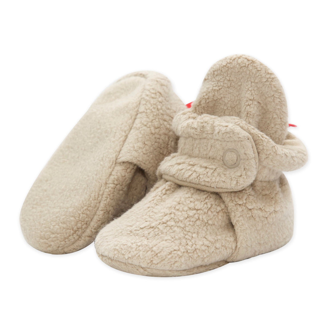 Zutano cozie fleece gripper baby booties - Khaki