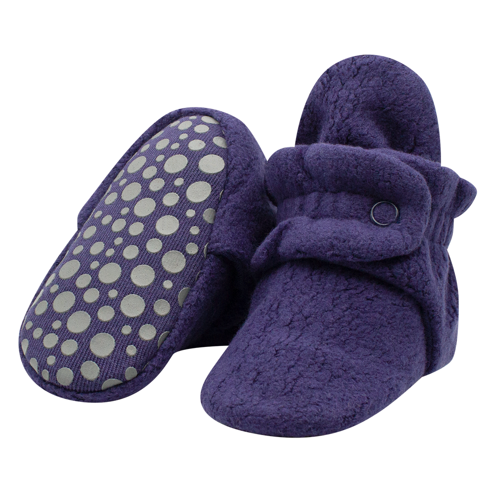 Zutano cozie fleece gripper baby booties - True navy