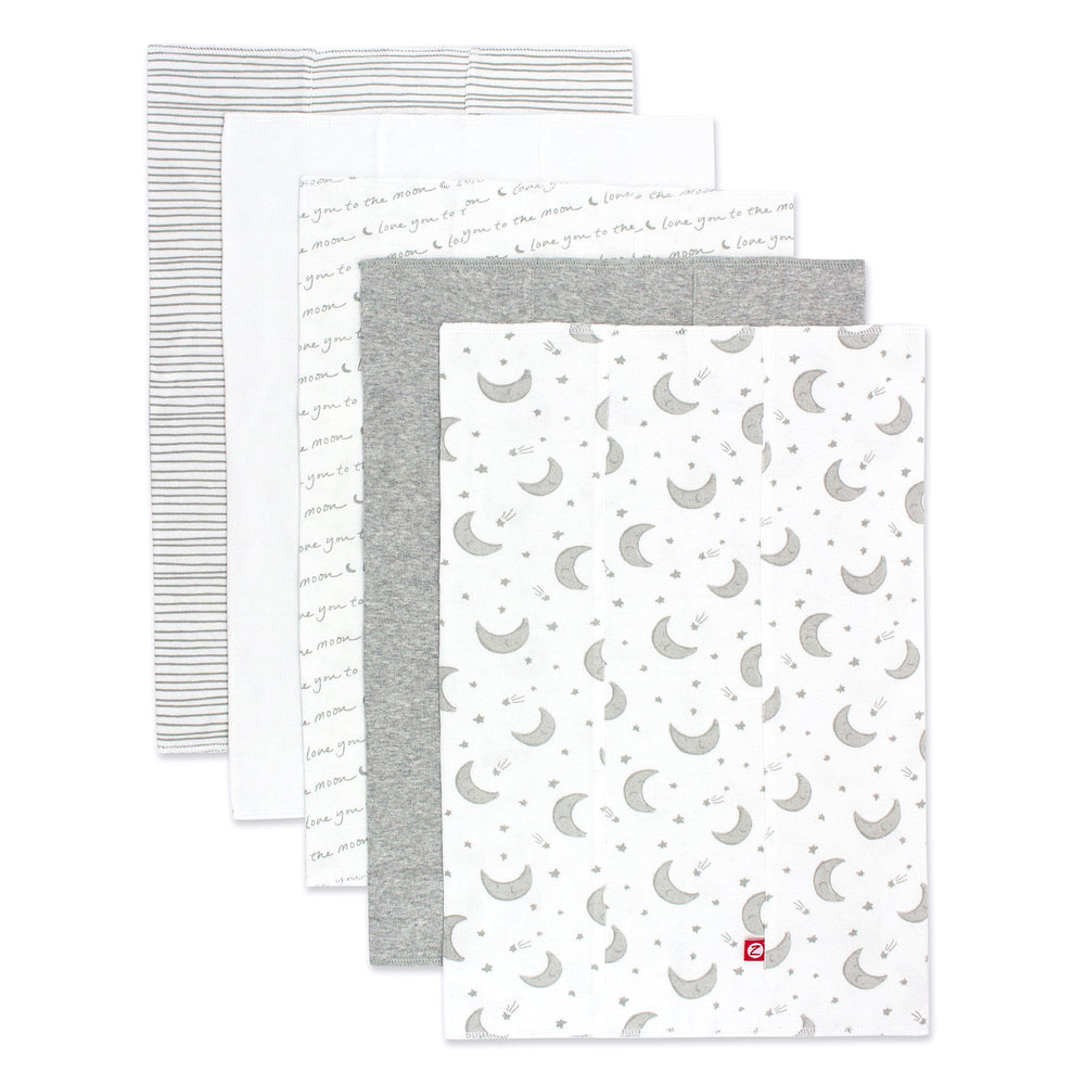 Zutano baby Burp Cloth Moons Organic Cotton Burp Cloth 5 Pack - Gray Multi