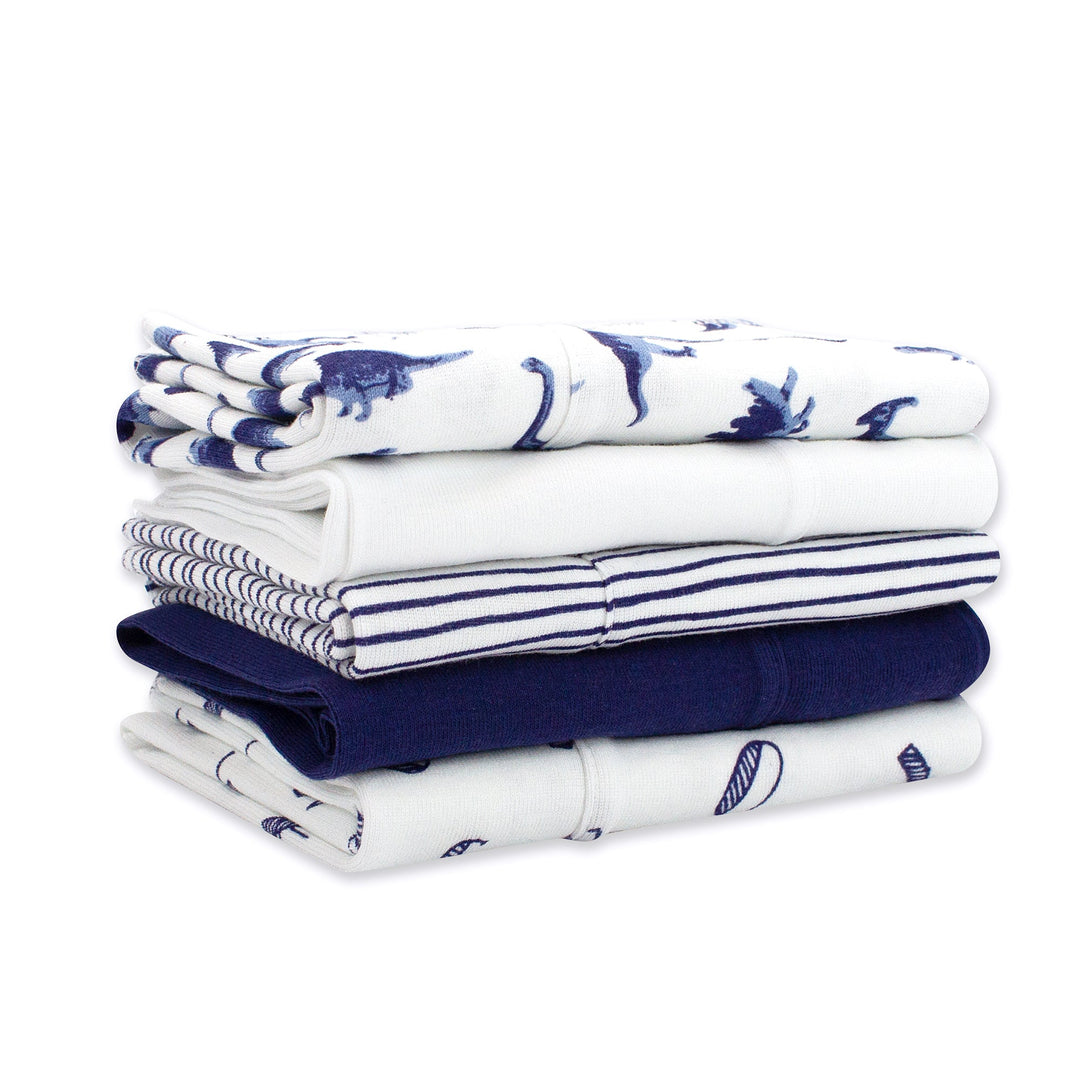 Zutano baby Burp Cloth Dinos Organic Cotton Burp Cloth 5 Pack - Navy Multi