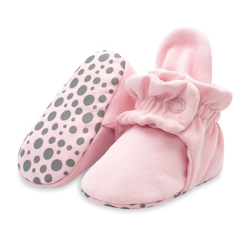 Zutano baby bootie organic cotton gripper baby bootie 3 pack - Heather Gray/Baby Pink/Cream
