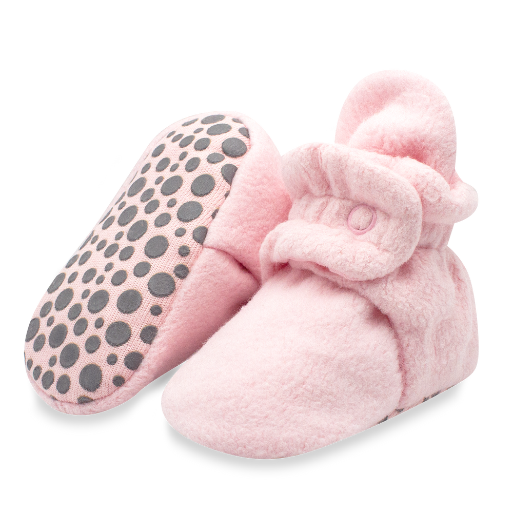 Zutano cozie fleece gripper baby bootie - Baby pink