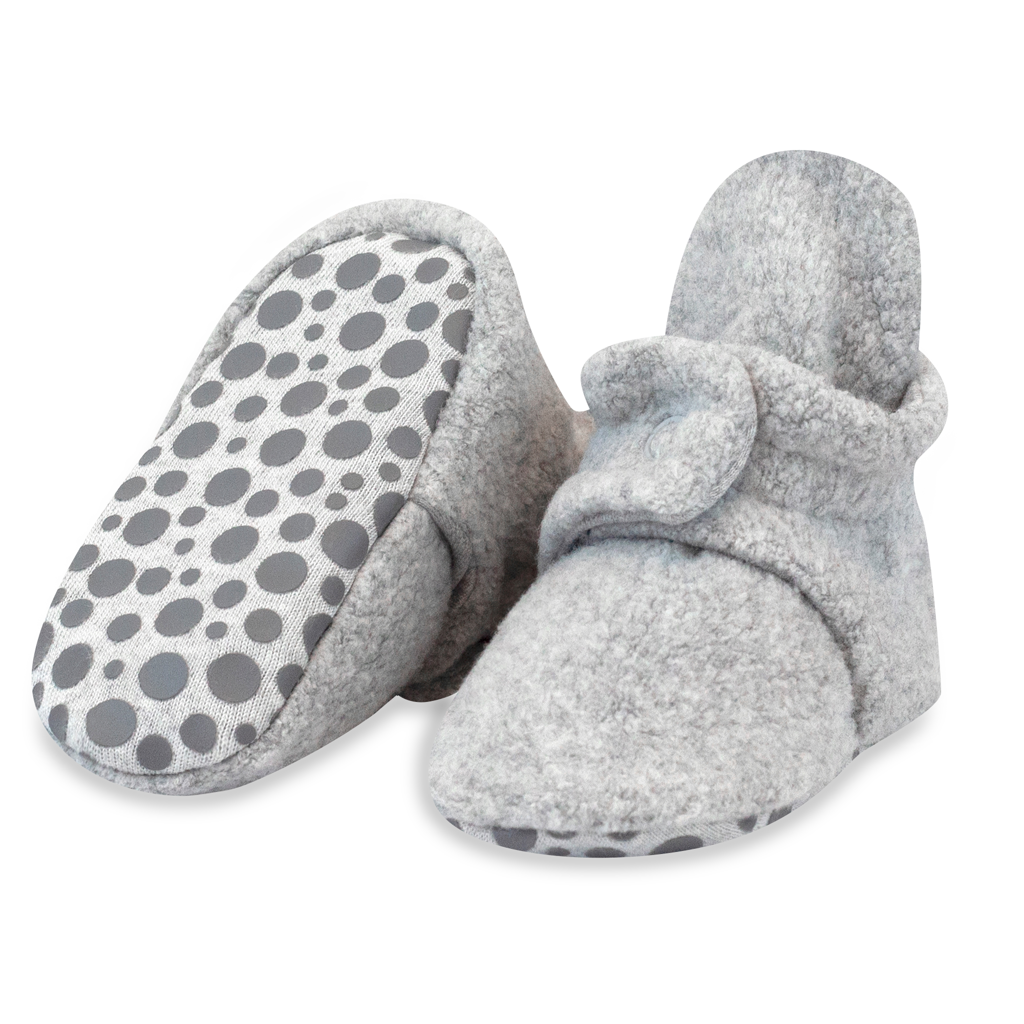 Zutano Cozie Fleece Stay-On Baby Bootie Slipper - Heather Gray