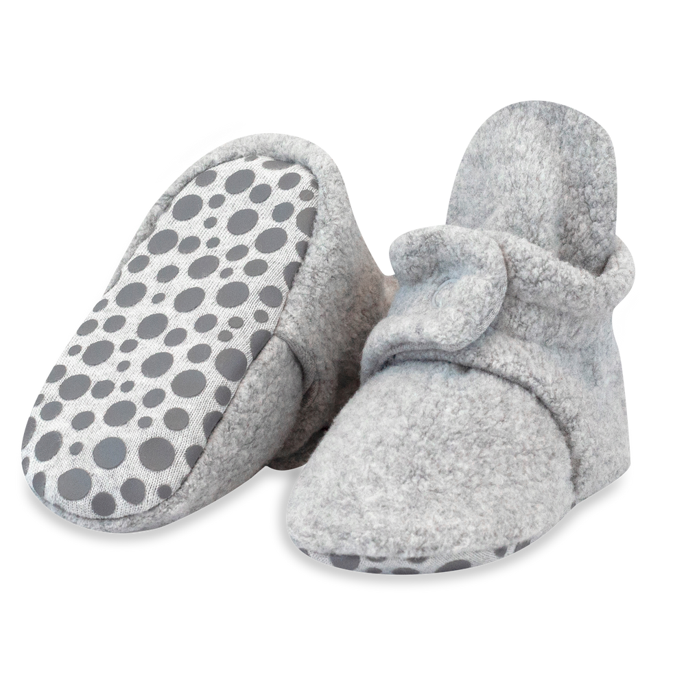 Zutano cozie fleece gripper baby booties - Heather gray color