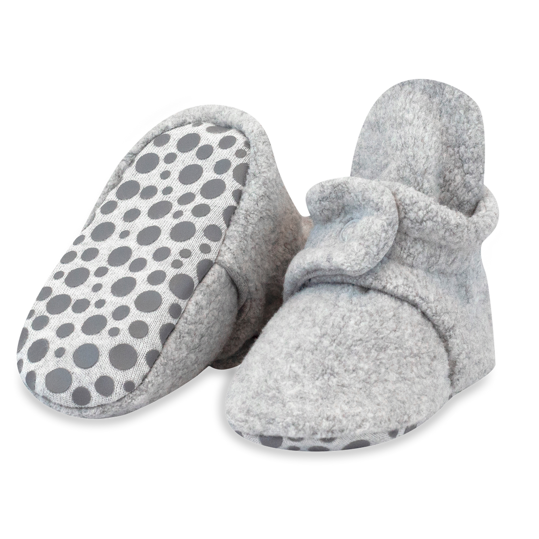 Zutano cozie fleece gripper baby booties - Heather gray color