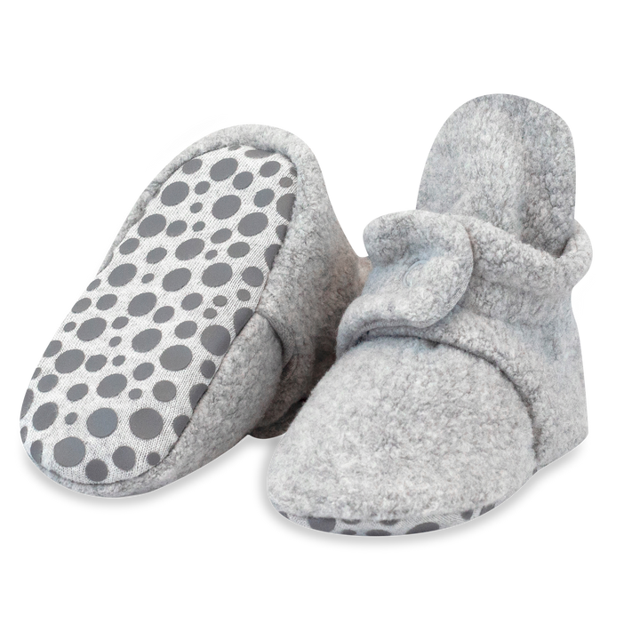 Zutano cozie fleece gripper baby booties - Heather gray color