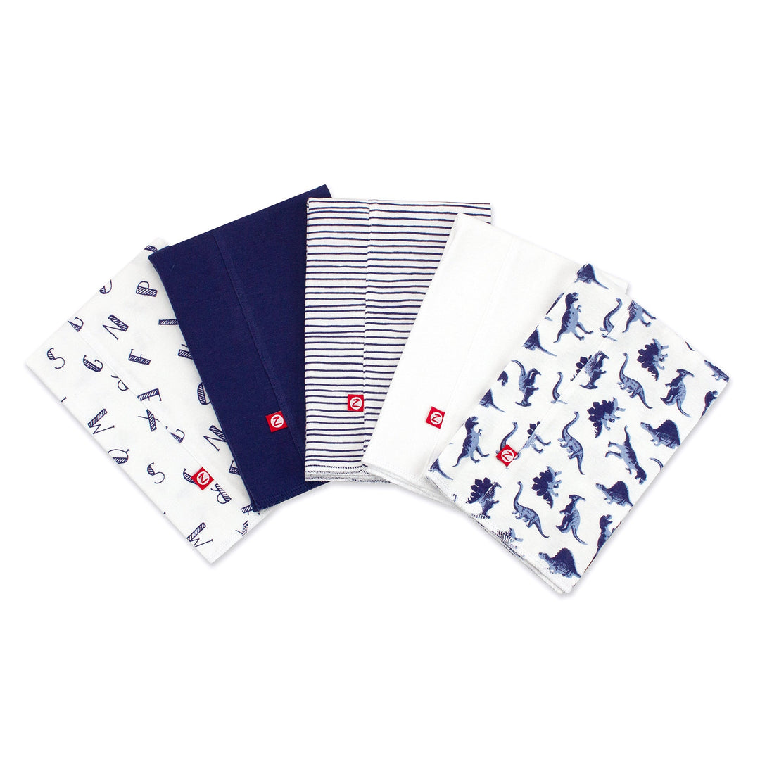 Zutano baby Burp Cloth Dinos Organic Cotton Burp Cloth 5 Pack - Navy Multi